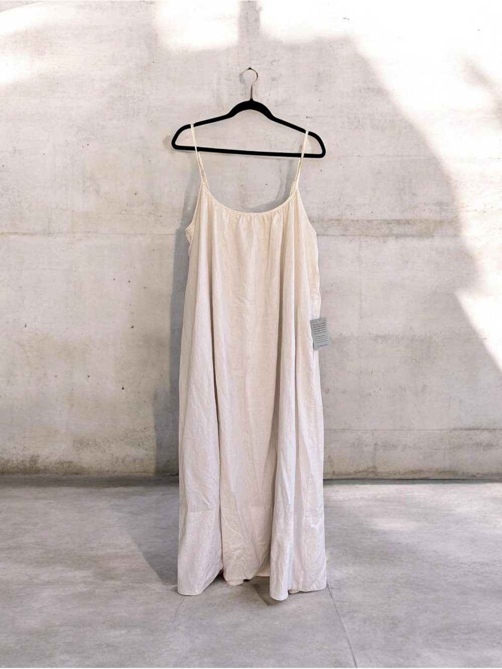 Lush Cream Maxi Slip Dress Rayon Linen Blend NWT